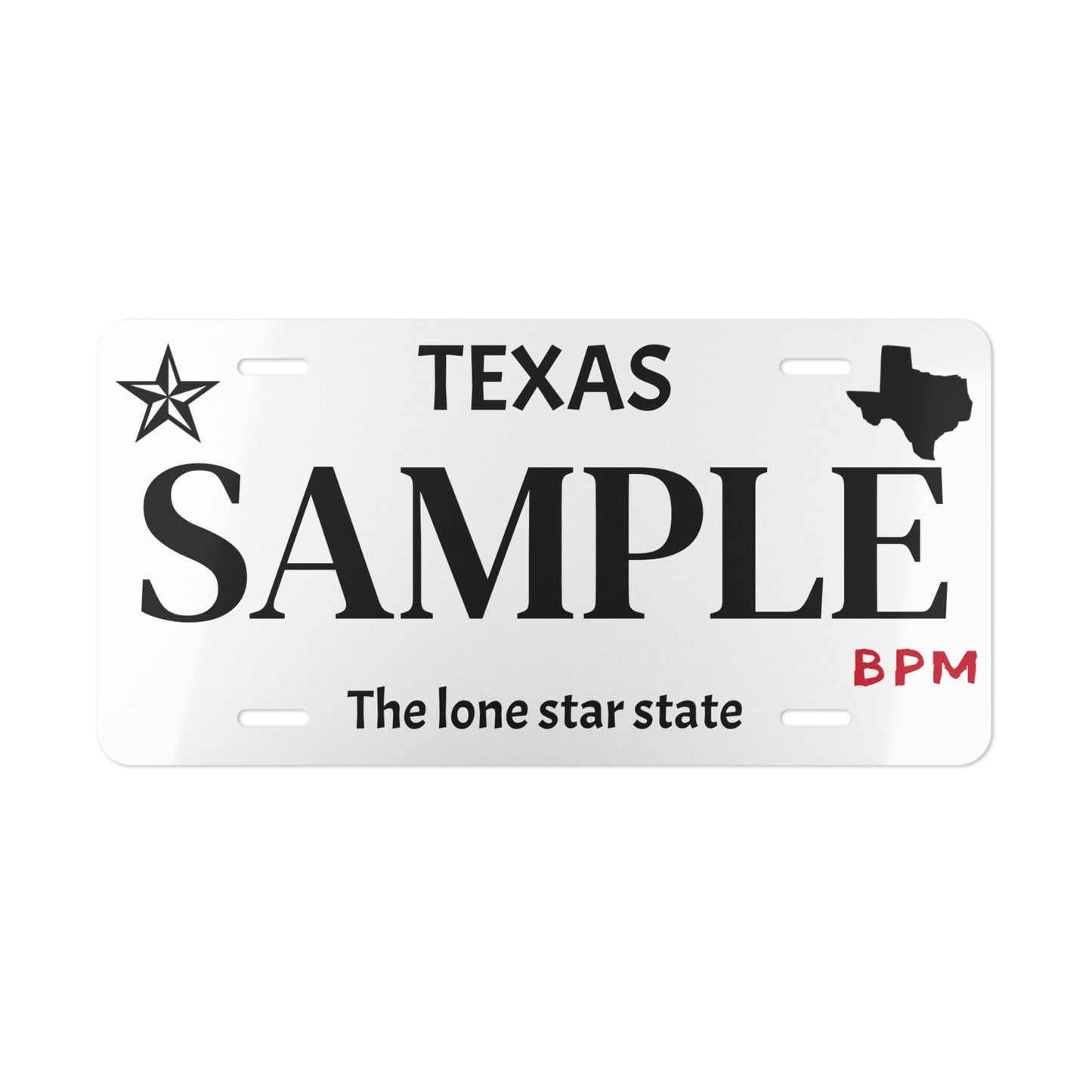 Sample white custom vanity plate for cars
Personalized white decorative license tag for car lovers
White aluminum novelty license plate gift