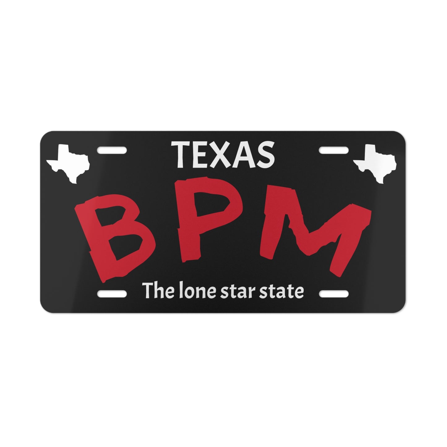 Black BPM custom vanity license plate – Blueprint Merch display tag for car lovers