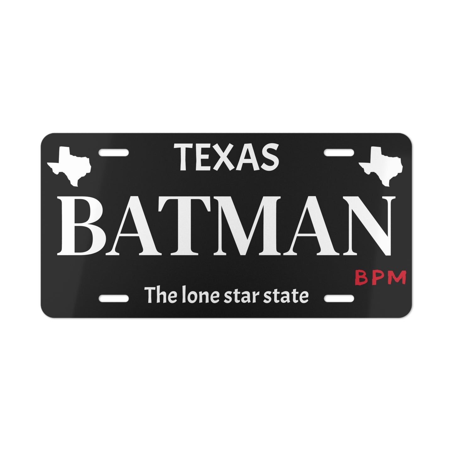 Black BATMAN custom vanity license plate – superhero car tag by Blueprint Merch