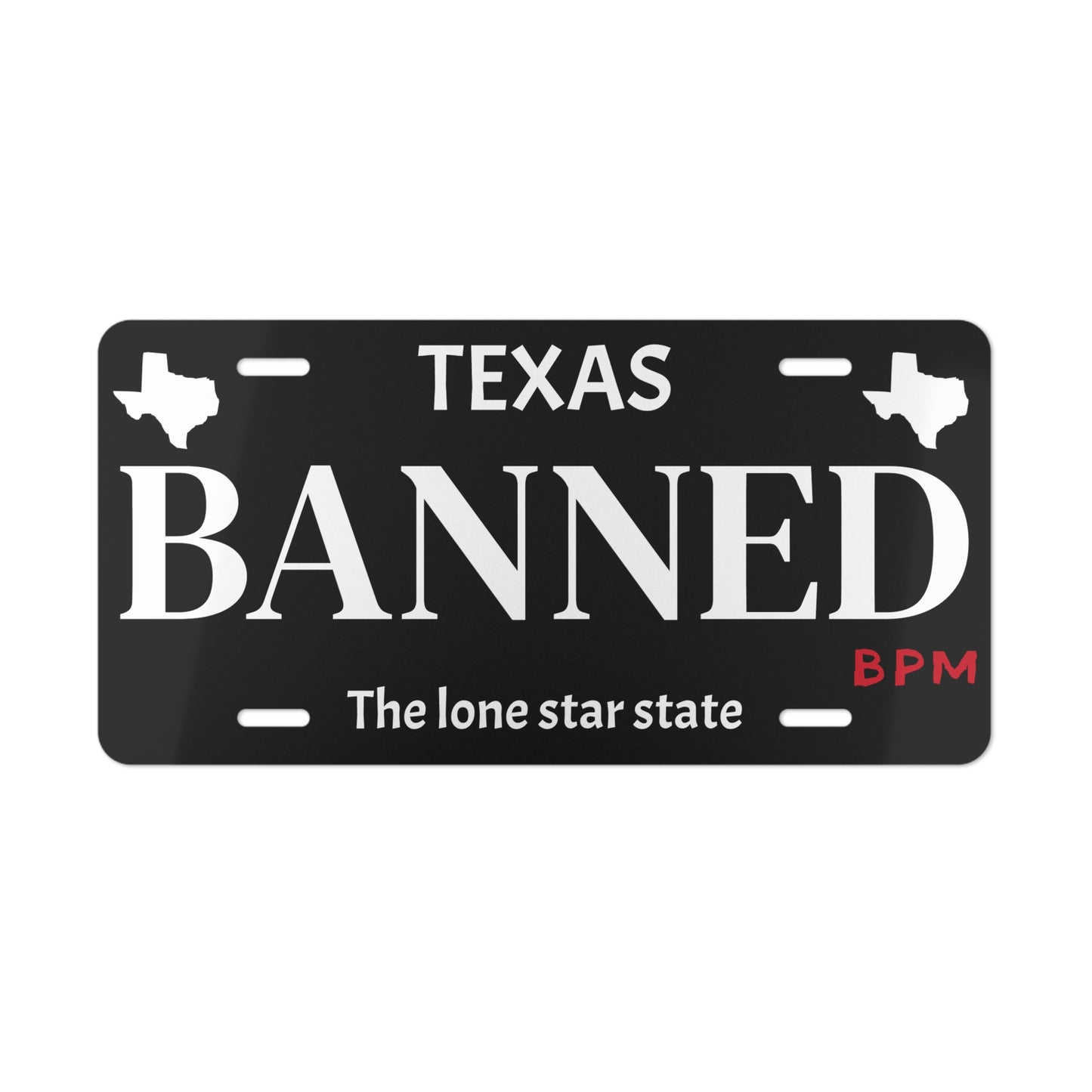 BANNED Black Vanity Plate | Custom Texas Car Tag for Racers & Creators