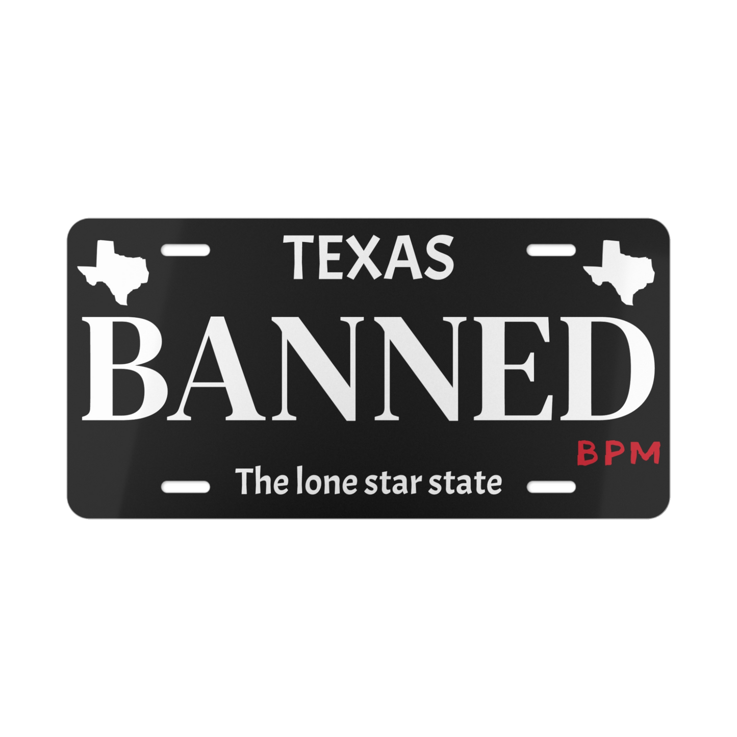 BANNED Black Vanity Plate | Custom Texas Car Tag for Racers & Creators