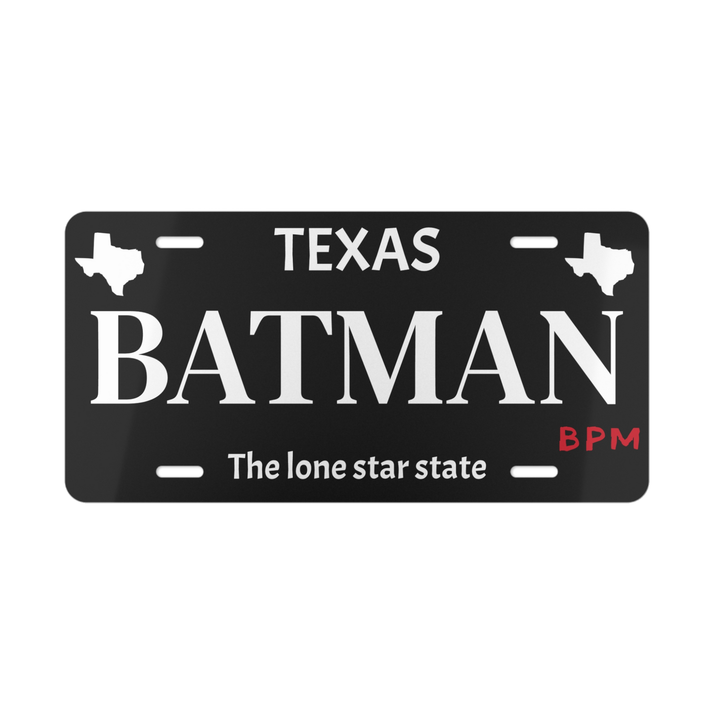 Black BATMAN custom vanity license plate – superhero car tag by Blueprint Merch