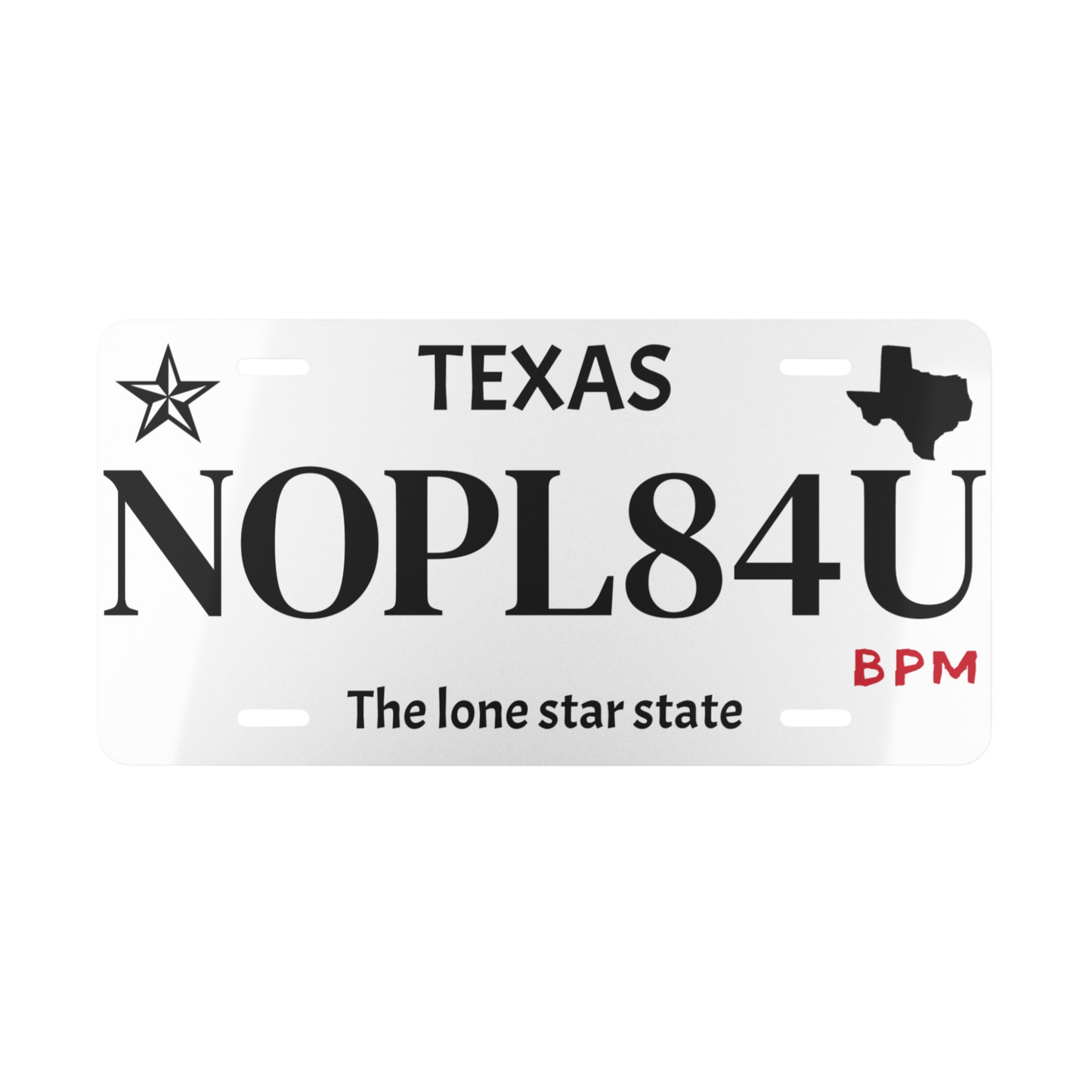 White NOPL84U custom vanity license plate
Funny novelty car tag for gearheads
White aluminum license tag for automotive décor or gifts