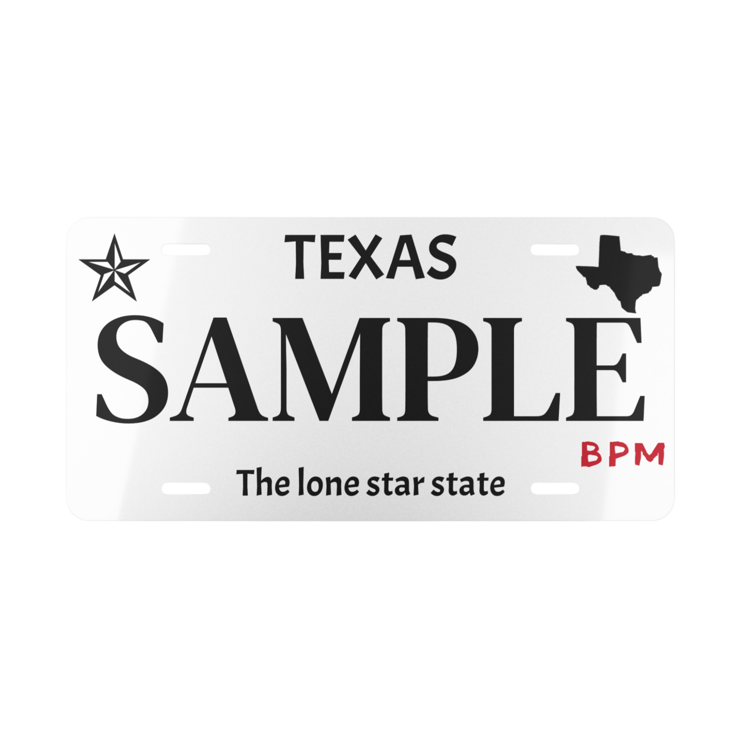 Sample white custom vanity plate for cars
Personalized white decorative license tag for car lovers
White aluminum novelty license plate gift