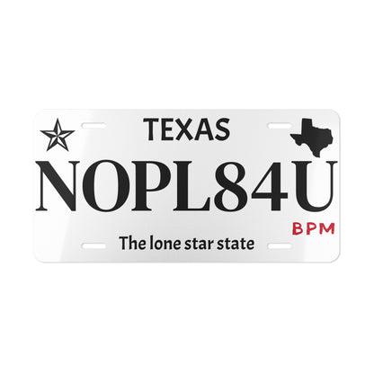 White NOPL84U custom vanity license plate  
Funny novelty car tag for gearheads  
White aluminum license tag for automotive décor or gifts
