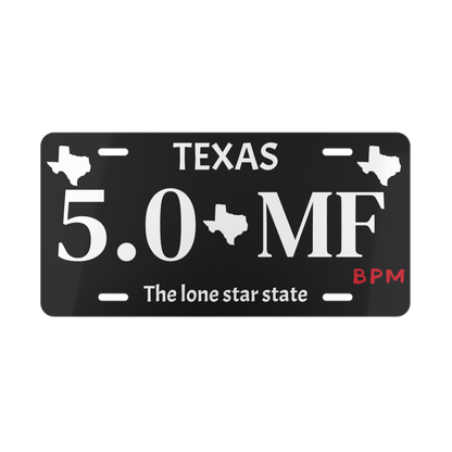Custom Texas vanity license plate 5.0 MF – personalized car accessory by Blueprint Merch
