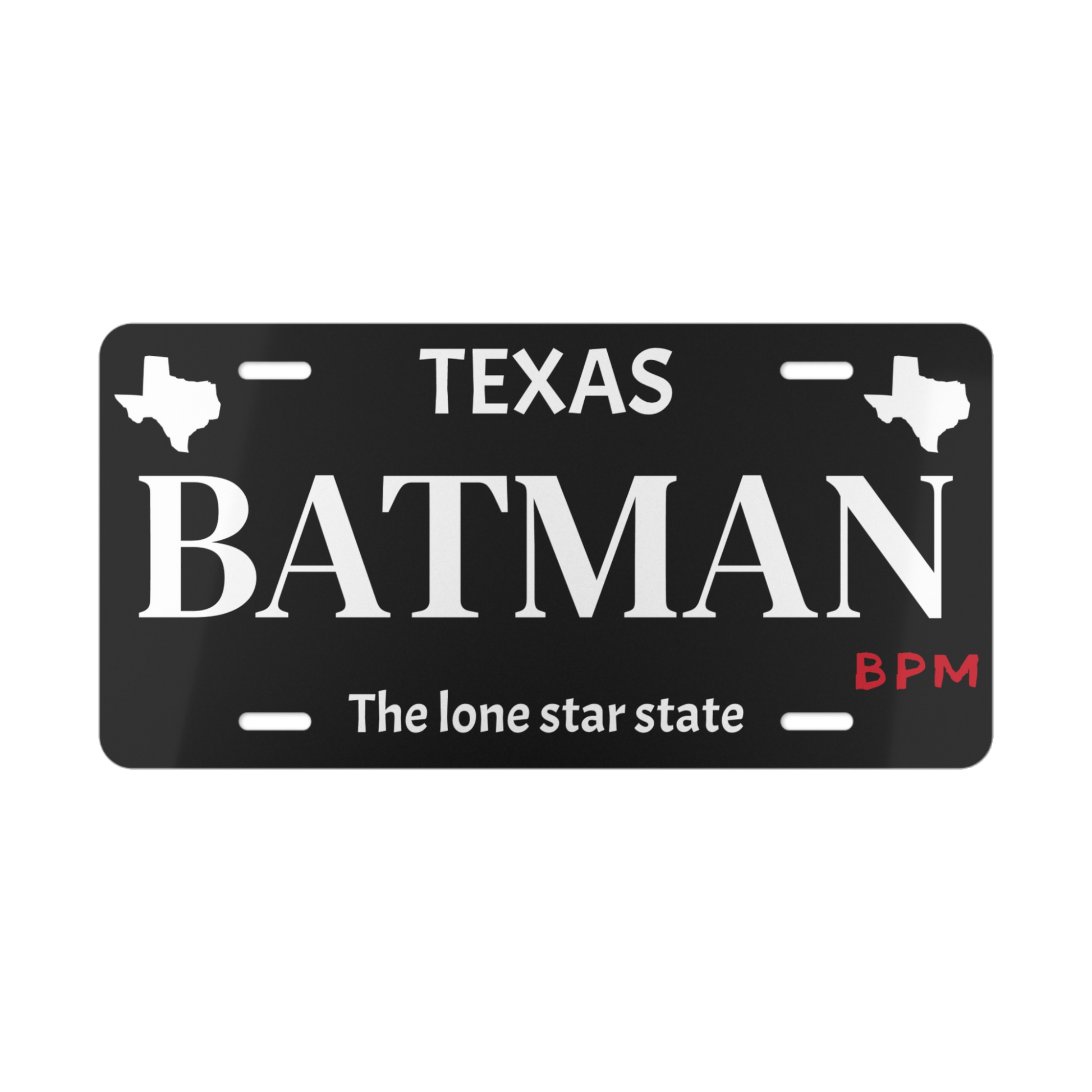 Black BATMAN custom vanity license plate – superhero car tag by Blueprint Merch
