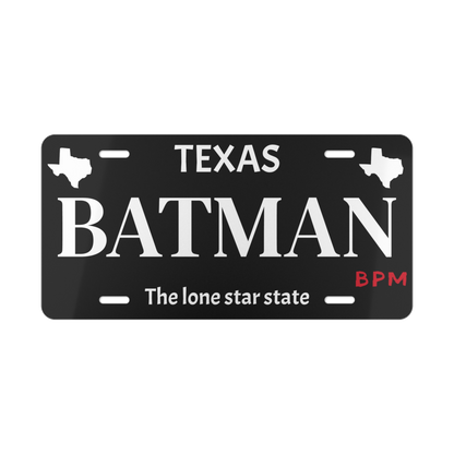 Black BATMAN custom vanity license plate – superhero car tag by Blueprint Merch

