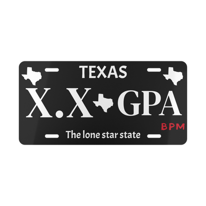 CUSTOM GPA novelty license plate  
Funny vanity tag for car enthusiasts or students  
Decorative aluminum license plate for auto lovers

