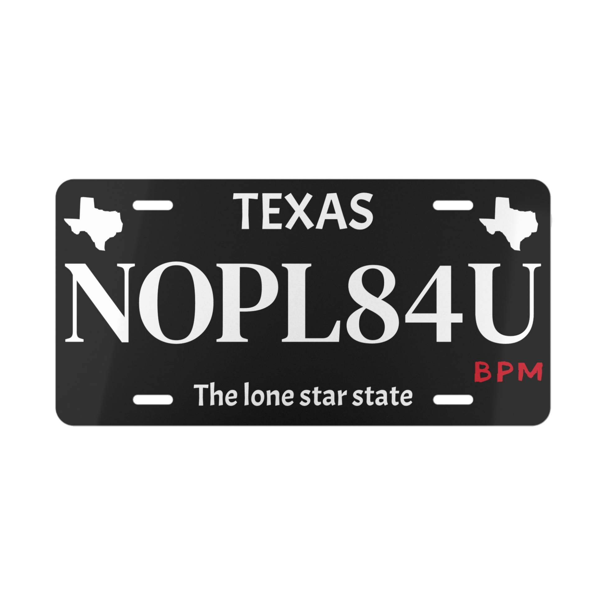 Black NOPL84U custom vanity license plate – personalized car tag by Blueprint Merch
