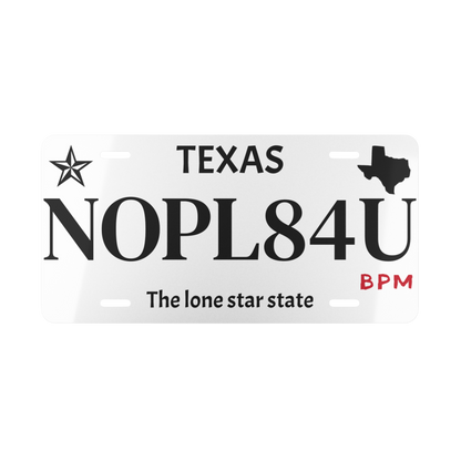 White NOPL84U custom vanity license plate  
Funny novelty car tag for gearheads  
White aluminum license tag for automotive décor or gifts
