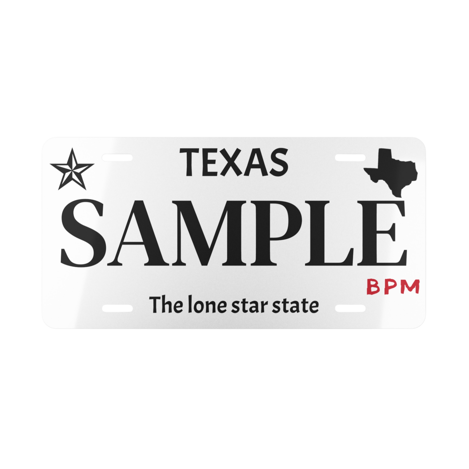Sample white custom vanity plate for cars  
Personalized white decorative license tag for car lovers  
White aluminum novelty license plate gift
